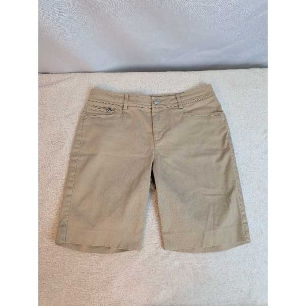 Lauren Ralph Lauren Petite Bermuda Shorts Tan 4P Cotton Blend Casual